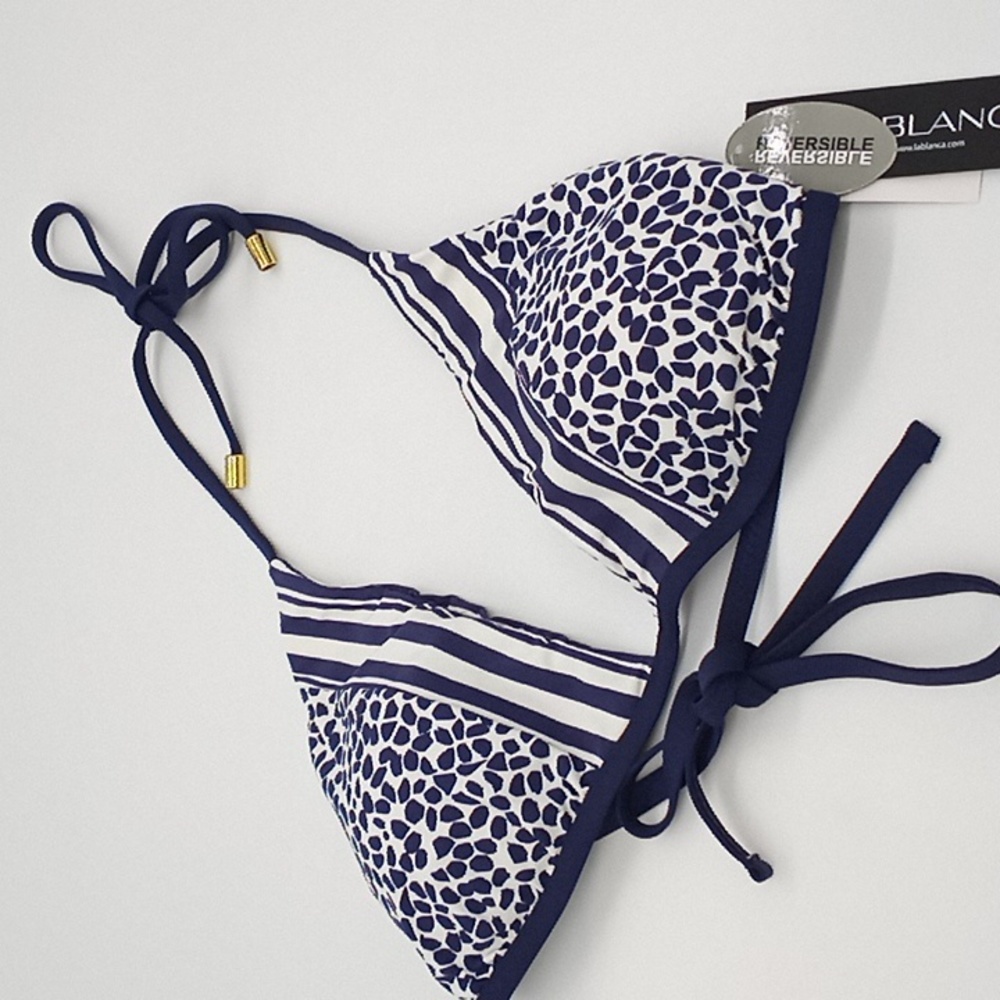 La Blanca Apulia Reversible Triangle Bikini Top Indigo Blue 12